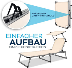 Ligbed - Ligstoel - Zonnebed - Opvouwbaar - Beige - Tillvex®