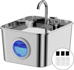 Drinkfontein Kat - Waterfontein Kat - Kattenfontein - 2,6L - Zilver - BalimoPet
