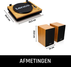 Lenco Platenspeler met Bluetooth - Twee externe Speakers - Auto-stop - LS-300WD - Hout