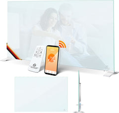 KESSER® Infrarood Kachel 500W Elektrische Verwarmingspaneel - Infraroodverwarming Energiebesparing 2-in-1 Staande & Muurmontage Verwarming met Thermostat + open raam detectie + Afstandsbediening & APP-bediening - Wit