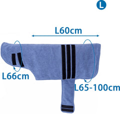 Hondenbadjas - Badjas hond - Ruglengte 60 cm - L - Blauw - Nobleza