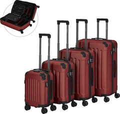 AREBOS Set van 4 reiskoffers Hard-shell koffers Set koffers S-M-L-XL Rood