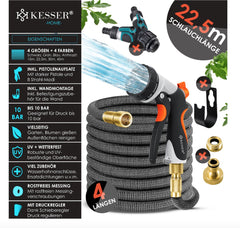 Flexibele Tuinslang - Inc. sproeikop - 22,5 meter - Antraciet