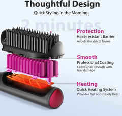 Stijltang - Stijlborstel - 2 in 1 - Zwart - Aigostar