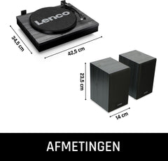 Lenco Platenspeler met Bluetooth - Twee externe Speakers - Auto-stop - LS-300BK - Zwart •