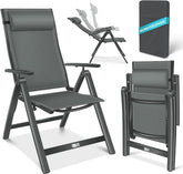 Tuinstoelen verstelbaar - Ligstoel - Set van 2 - Antraciet - KESSER®