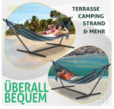 KESSER® Hangmat LAKE met Frame | Dubbele Hangmat voor 2 Personen met Stabiel Frame 200kg Draagvermogen voor Binnen & Buiten | XXL Hangmat met standaard voor Tuin, Zwembad, Balkon en Terras, Blauw