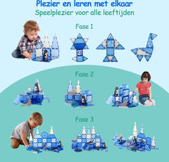 Magnetic Tiles - Magnetisch Speelgoed - Magnetische Tegels - Educatief & Constructie - Montessori - 42 Stuks - Bouwstenen - Bouwblokken - Voor 3, 4, 5, 6, 7, 8, 9 Jaar - Bouw je Magna Wereld - Kinderen - Olvy