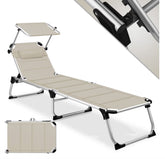 Ligbed - Ligstoel - Zonnebed - Opvouwbaar - Beige - KESSER®
