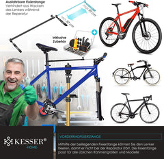KESSER® Montagestandaard Fiets Reparatiestandaard 360° Draaibaar & Belastbaar tot 25kg | Fietsstandaard Fietslift | Fiets ophangsysteem Montage & reparatie standaard | Fietsstaander Met Draagtas & Fixatiestang - Goud