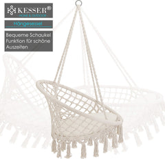 KESSER® Hangstoel voor Binnen en Buiten tot 150 kg met Kussen - Beige