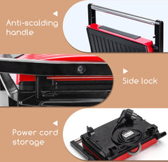 Tosti apparaat - Tosti ijzer - Contactgrill - Grill apparaat - 750W - Rood - Aigostar •