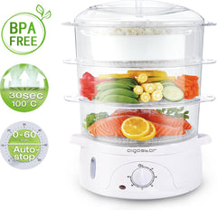 Stoomkoker - met Timer - 9L - 800W - Wit - Aigostar •