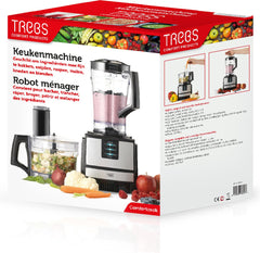 Trebs Keukenmachine - 2 snelheden - Meerdere accessoires - 99394 - Zwart RVS •