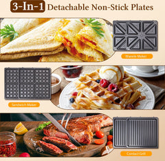 Tosti apparaat - Tosti ijzer - Contactgrill - Wafelijzer - 1200W - Wit - Taylor Swoden •