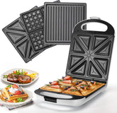 Tosti apparaat - Tosti ijzer - Contactgrill - Wafelijzer - 1200W - Wit - Taylor Swoden