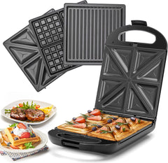 Tosti apparaat - Tosti ijzer - Contactgrill - Wafelijzer - 1200W - Zwart - Taylow Swoden •