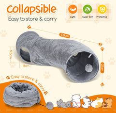 Kattentunnel - Kattenspeelgoed - Kattenspeeltjes - Grijs - Nobleza