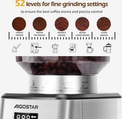 Koffiemolen elektrisch - Koffiemaler - 180W - Zilver - Aigostar