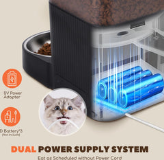 Automatische voerbak kat en hond - Voerautomaat - Voerdispenser - Zwart - Nobleza