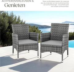 Tuinstoelen - Met kussens - Weerbestendig - 2 stuks - Grijs - Tectake®