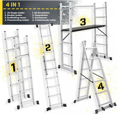 Jago - Steiger - Multifuncitionele ladder - Ladderrek - Werkblad - Werkplatform - 4 in 1 •