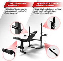 Physionics Verstelbare halterbank - Haltersteunen - Legcurl
