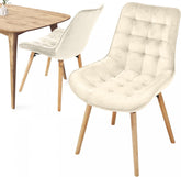 Eetkamerstoelen - Set van 2 - Fluweel - Creme - MIADOMODO®