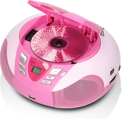 Lenco SCD-37 - Draagbare radio CD speler met MP3 optie en USB - Roze