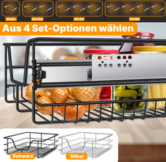 KESSER® Keukenlade / Telescopische lade / Keukenkast / Mand uittrekbaar / Kast uittrekbaar / Volledig uittrekbaar / Lade - 1x 50cm - Zwart