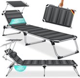 Ligbed - Ligstoel - Zonnebed - Opvouwbaar - Antraciet - KESSER®