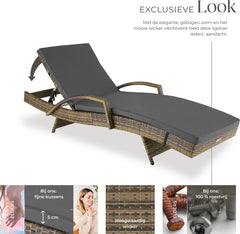 Ligbed - Ligstoel - Zonnebed - Verstelbaar - Bruin - Tectake®