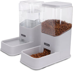 Automatische voerbak kat en hond - Voerautomaat - Voerdispenser - 2 stuks - Grijs - Nobleza •