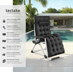 Tuinstoel - Ligstoel - Verstelbaar - Opvouwbaar - Zwart - Tectake®