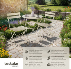 Bistroset - Tuinset 2 persoons - Tuinstoelen met tafel - Crème - Tectake®