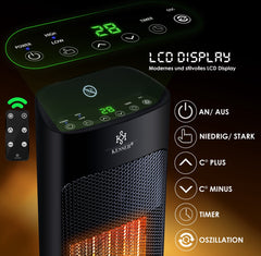 KESSER® Ventilatorkachel 2000W - Terrasverwarmer - Keramische Kachel - Zwart