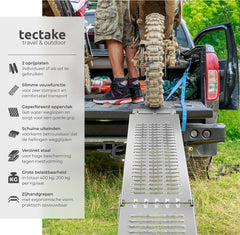 tectake® - Set van 2 oprijplaten Björn - Opvouwbaar met draaggrepen - Inklapbaar - Belastbaar tot 400 kg - 200 kg per plaat - 186 cm