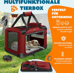 Reisbench hond - Draagtas hond - Transportbox - 102x69x69 cm - Rood