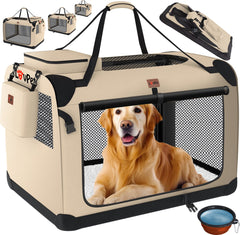 Reisbench hond - Draagtas hond - Transportbox - 81x58x58 cm - Beige