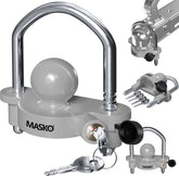 MASKO® Disselslot - Koppelingsslot - Aanhangwagenslot - Grijs