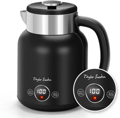 Waterkoker met temperatuurregeling - Retro - 1.7L - 2200W - Zwart •