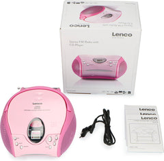 Lenco SCD-24 - Draagbare radio CD speler met AUX-uitgang - Roze •