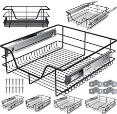 KESSER® Keukenlade / Telescopische lade / Keukenkast / Mand uittrekbaar / Kast uittrekbaar / Volledig uittrekbaar / Lade - 1x 50cm - Zwart