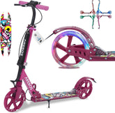 Kinderstep - LED Wielen - Verstelbaar - Vouwbaar - Roze - Arebos