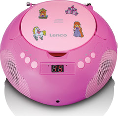 Lenco SCD-620PK - Draagbare radio/ CD player met microfoon - Roze •