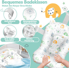 KIDIZ® Babybadje Opvouwbaar met Thermometer - 0-12 Maanden - Lichtgrijs