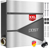 KESSER® Brievenbus RVS - Wandbrievenbus - Softclose deksel - Zilver / Antraciet