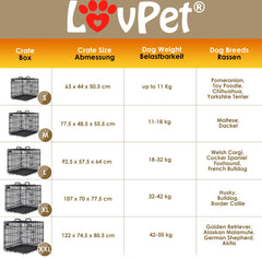 Hondenbench - Hondenren - Bench voor honden - 63x44x50 cm - Zwart - LOVPET
