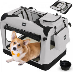 Reisbench hond - Draagtas hond - Transportbox - 60x42x42 cm - Grijs