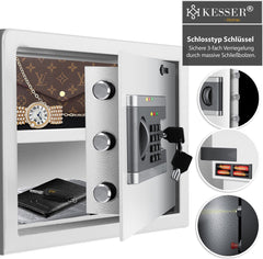KESSER® Elektronische Kluis met cijferslot - 38x30x30cm - Zilver •